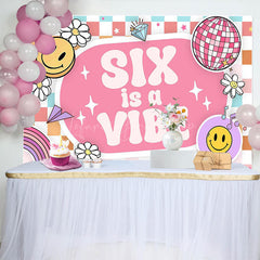 Lofaris Colorful Daisy Smiley Face Six Is A Vibe Backdrop