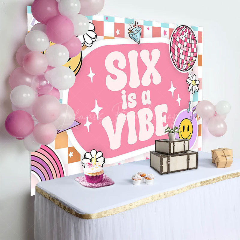 Lofaris Colorful Daisy Smiley Face Six Is A Vibe Backdrop
