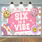 Lofaris Colorful Daisy Smiley Face Six Is A Vibe Backdrop