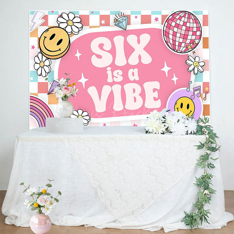 Lofaris Colorful Daisy Smiley Face Six Is A Vibe Backdrop