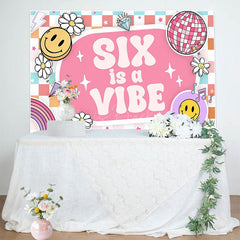 Lofaris Colorful Daisy Smiley Face Six Is A Vibe Backdrop