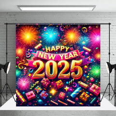 Lofaris Colorful Decoration Happy New Year 2025 Backdrop