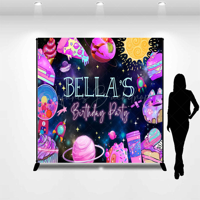 Lofaris Colorful Dessert Galaxy Custom Name Birthday Backdrop