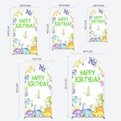 Lofaris Colorful Dinosaurs Eggs Happy Birthday Arch Backdrop