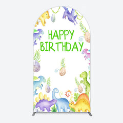 Lofaris Colorful Dinosaurs Eggs Happy Birthday Arch Backdrop