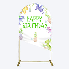Lofaris Colorful Dinosaurs Eggs Happy Birthday Arch Backdrop