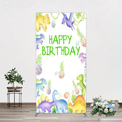 Lofaris Colorful Dinosaurs Eggs Happy Birthday Rectangle Backdrop