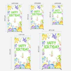 Lofaris Colorful Dinosaurs Eggs Happy Birthday Rectangle Backdrop