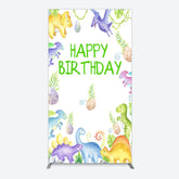 Lofaris Colorful Dinosaurs Eggs Happy Birthday Rectangle Backdrop