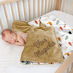 Lofaris Colorful Dinosaurs Leaves Tree Minky Baby Blanket