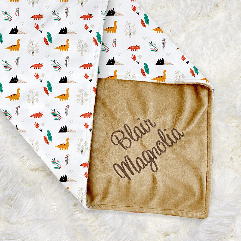 Lofaris Colorful Dinosaurs Leaves Tree Minky Baby Blanket