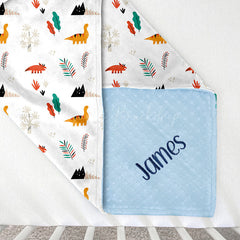 Lofaris Colorful Dinosaurs Leaves Tree Minky Baby Blanket