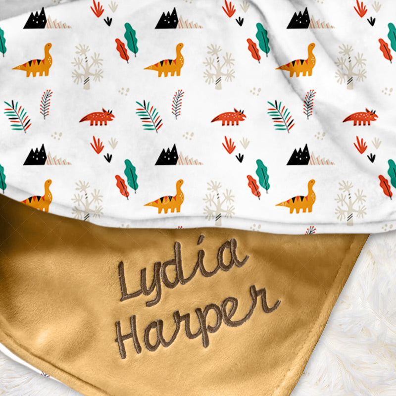 Lofaris Colorful Dinosaurs Leaves Tree Minky Baby Blanket