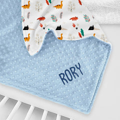 Lofaris Colorful Dinosaurs Leaves Tree Minky Baby Blanket