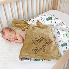 Lofaris Colorful Dinosaurs Roar Cool Hello Minky Baby Blanket