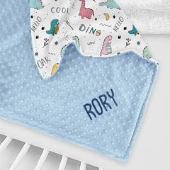 Lofaris Colorful Dinosaurs Roar Cool Hello Minky Baby Blanket