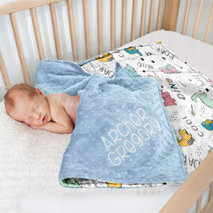 Lofaris Colorful Dinosaurs Roar Cool Hello Minky Baby Blanket