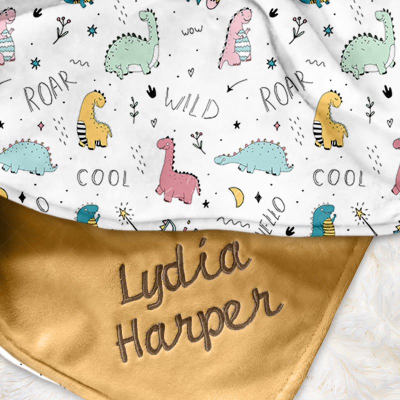 Lofaris Colorful Dinosaurs Roar Cool Hello Minky Baby Blanket