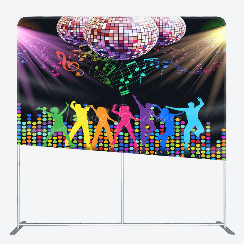 Lofaris Colorful Disco Dancing Party Square Tension Backdrop