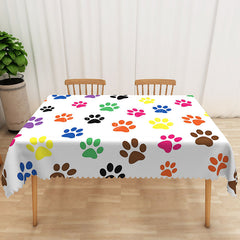 Lofaris Colorful Dog Paw Print Tablecloth for Kids Birthday Fun Pet Themed Party Supplies and Decorations