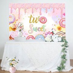 Lofaris Colorful Donut Candyland Two Sweet Birthday Backdrop