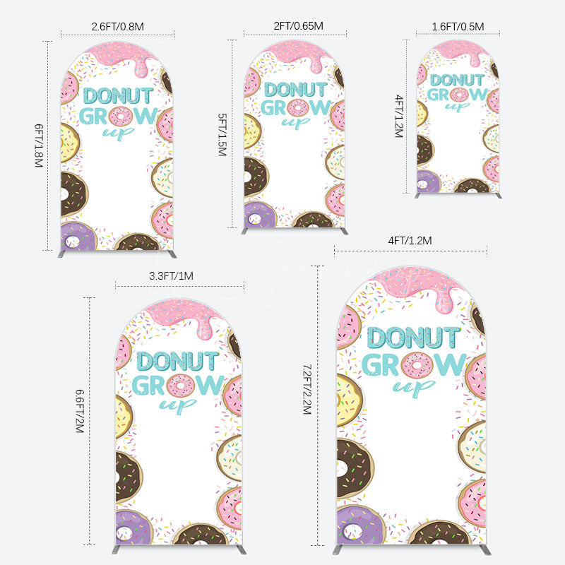 Lofaris Colorful Donut Dots Grow Up Birthday Arch Backdrop