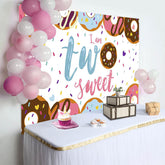 Lofaris Colorful Donuts Candy Two Sweet Birthday Backdrop