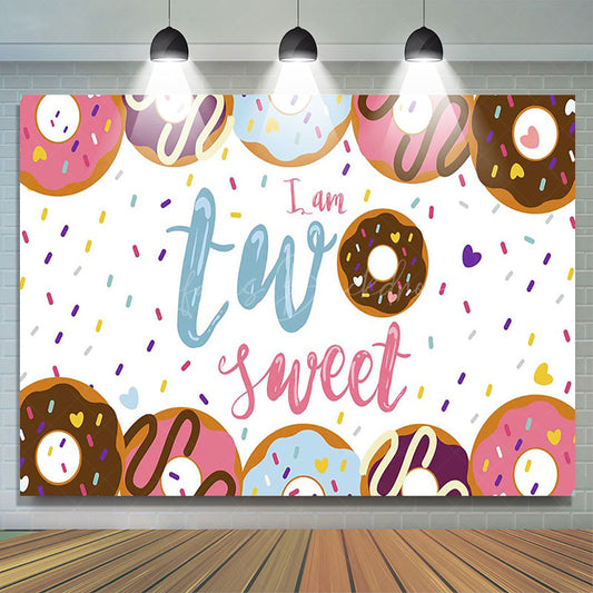 Lofaris Colorful Donuts Candy Two Sweet Birthday Backdrop
