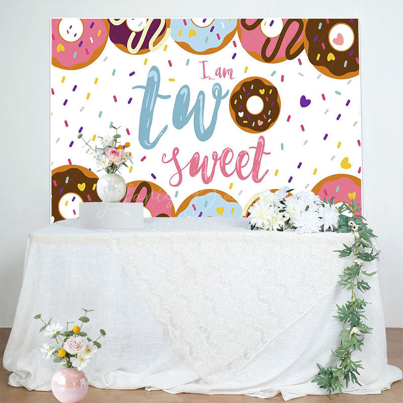 Lofaris Colorful Donuts Candy Two Sweet Birthday Backdrop