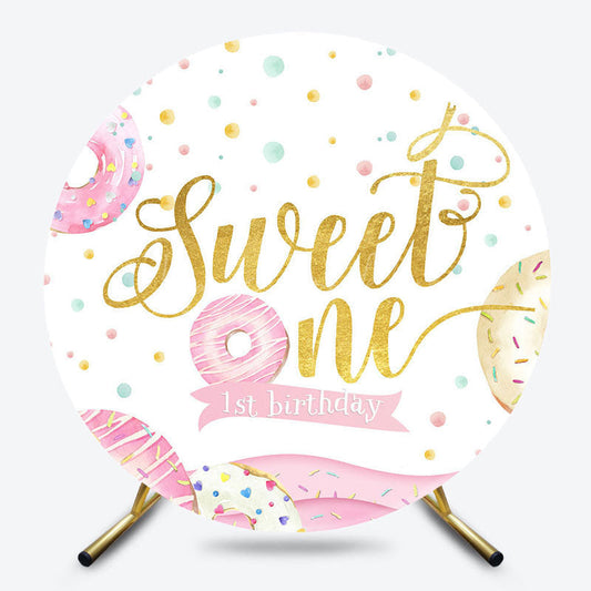 Lofaris Colorful Donuts Candyland Round Sweet One Backdrop