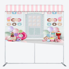 Lofaris Colorful Donuts Store Birthday Pillow Case Backdrop