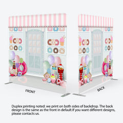 Lofaris Colorful Donuts Store Birthday Pillow Case Backdrop