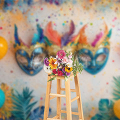 Lofaris Colorful Dots Wall Balloons Mask Cake Smash Backdrop