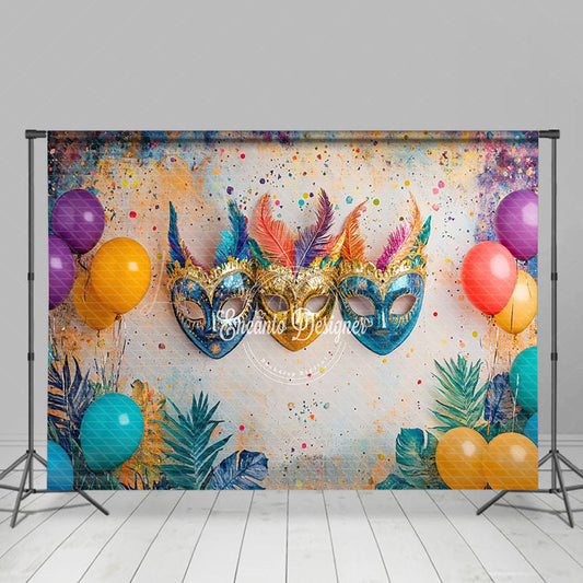 Lofaris Colorful Dots Wall Balloons Mask Cake Smash Backdrop