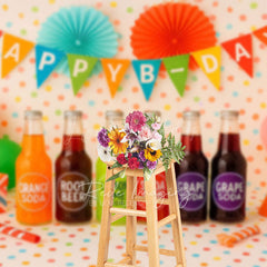 Lofaris Colorful Dots Wall Juice Birthday Cake Smash Backdrop