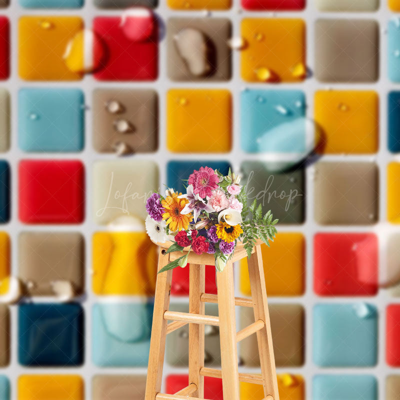 Lofaris Colorful Droplet Mosaic Tile Summer Vibe Backdrop