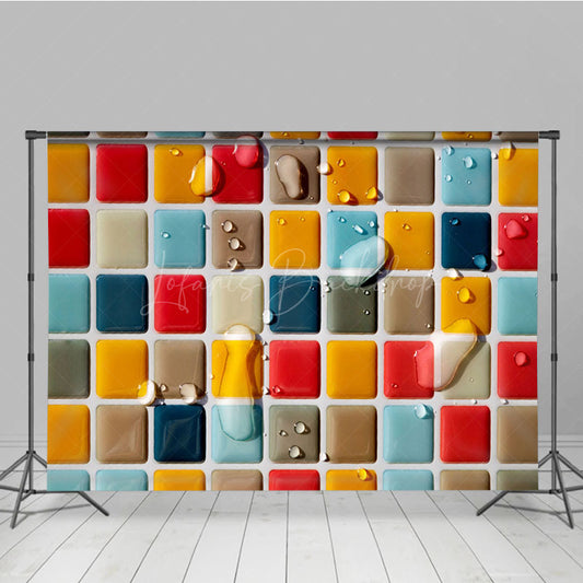 Lofaris Colorful Droplet Mosaic Tile Summer Vibe Backdrop