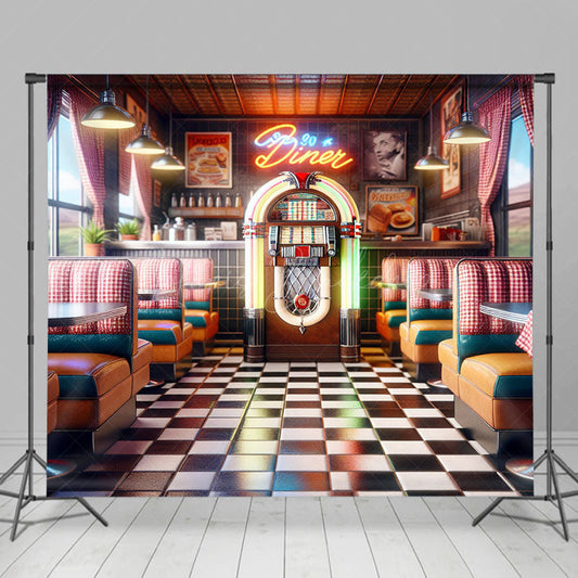Lofaris Colorful Dynamic Retro 90s Diner Photography Backdrop