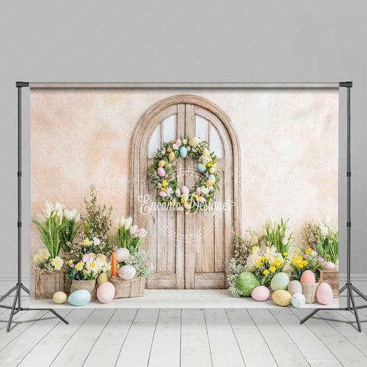 Lofaris Colorful Easter Eggs And Floral Decor Door Backdrop
