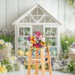 Lofaris Colorful Easter Eggs Spring Flowers Festive Backdrop