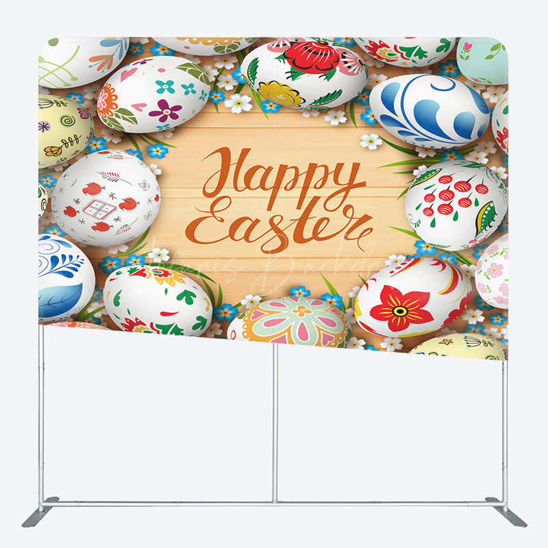 Lofaris Colorful Egg Floral Happy Easter Pillow Case Backdrop