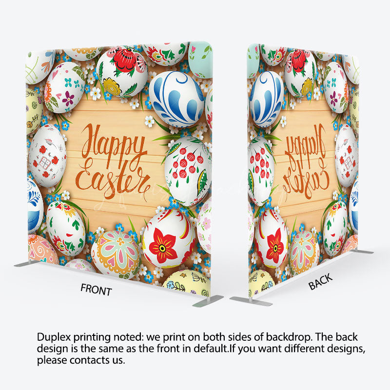 Lofaris Colorful Egg Floral Happy Easter Pillow Case Backdrop
