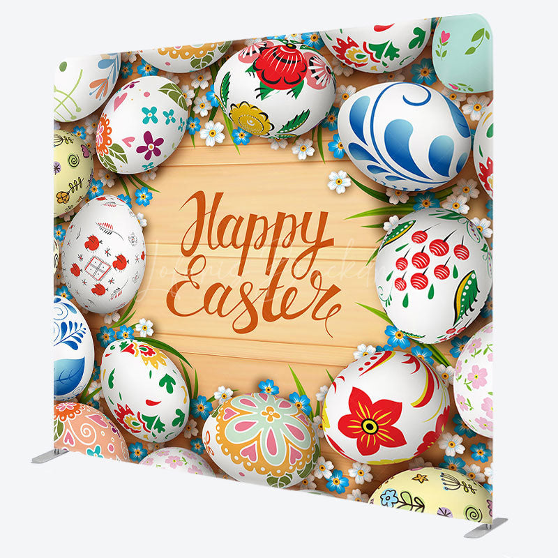 Lofaris Colorful Egg Floral Happy Easter Pillow Case Backdrop