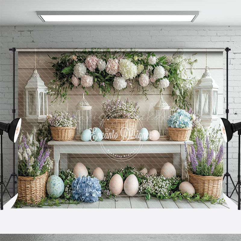Lofaris Colorful Eggs Blooming Flowers Enchanting Backdrop
