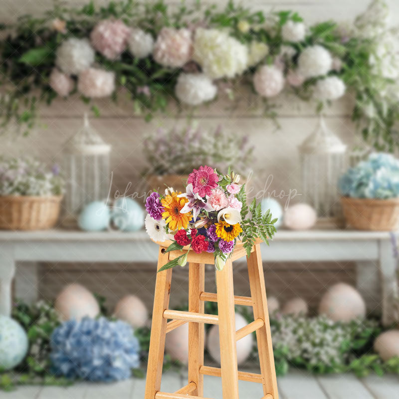 Lofaris Colorful Eggs Blooming Flowers Enchanting Backdrop