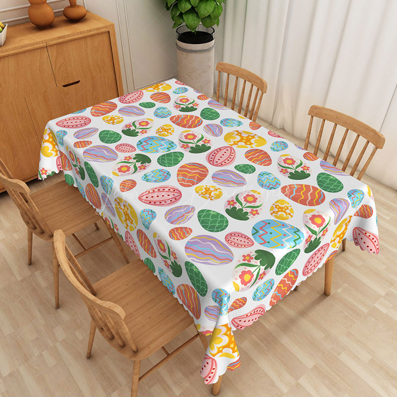 Lofaris Colorful Eggs Easter Party Rectangle Tablecloth