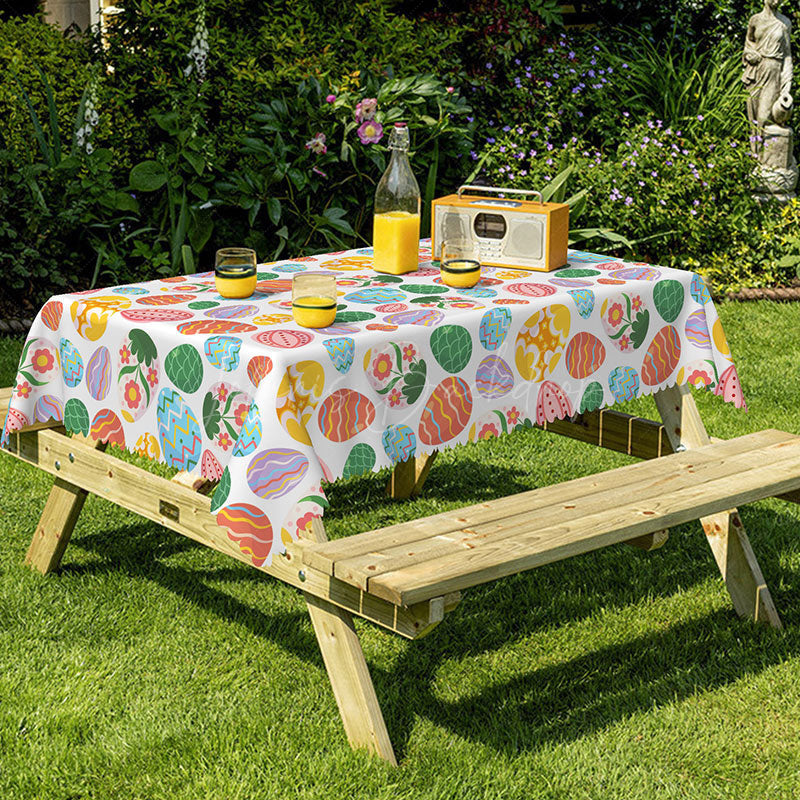 Lofaris Colorful Eggs Easter Party Rectangle Tablecloth