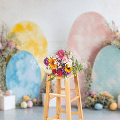 Lofaris Colorful Eggs Floral Backdrop For Easter Photo Booth