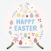 Lofaris Colorful Eggs Floral Leaf Round Easter Backdrop