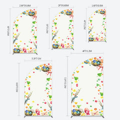 Lofaris Colorful Eggs Hearts Leaves Easter Half Moon Arch Backdrop